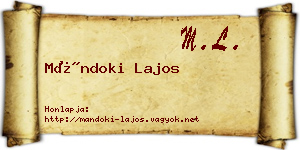 Mándoki Lajos névjegykártya